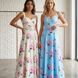 Desiretowear Women’s Floral Sleeveless Maxi Dress