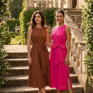 Desiretowear Elegant Sleeveless Tie-Waist Mini Dress