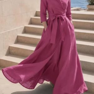 Fashionable Lace-Up Waist-Cinching Dress For Women
