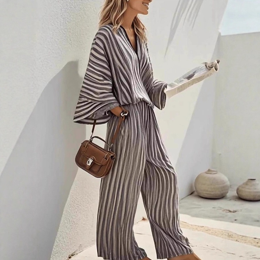 grey and white stripe casual dress