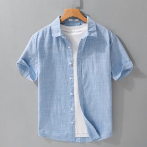 Summer Mens Clothing Simple Versatile Short-sleeve Mens Shirt