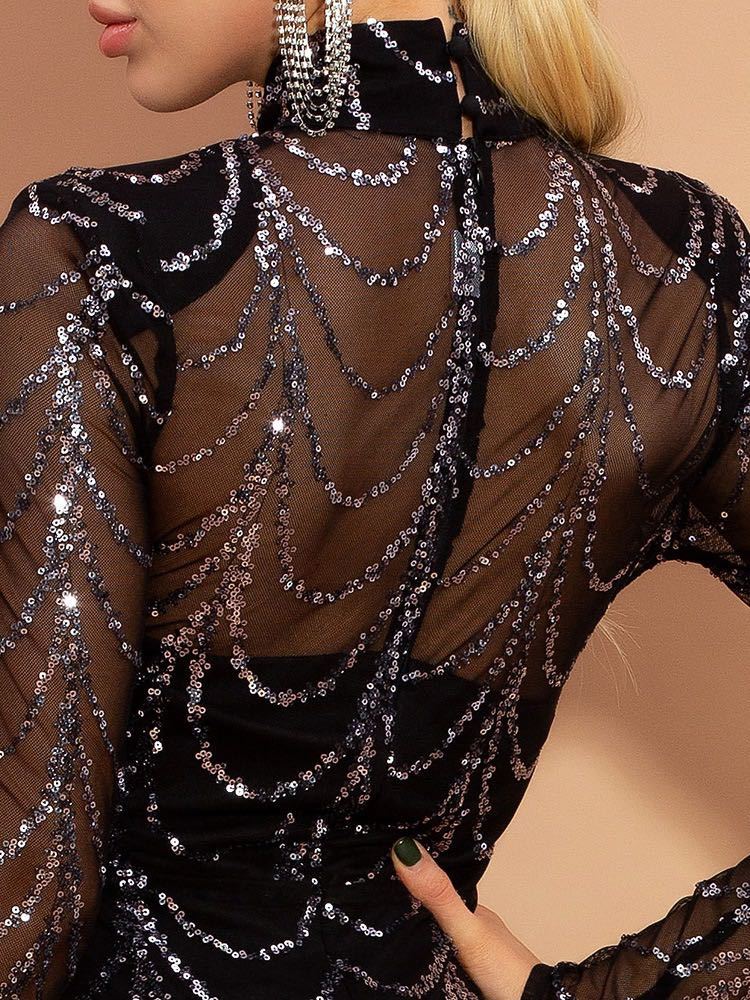 Sequins Women party Wear Dresses With Long Sleeves - Image 7