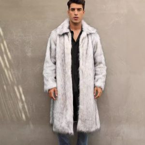 Mens Long Faux Fur Coat
