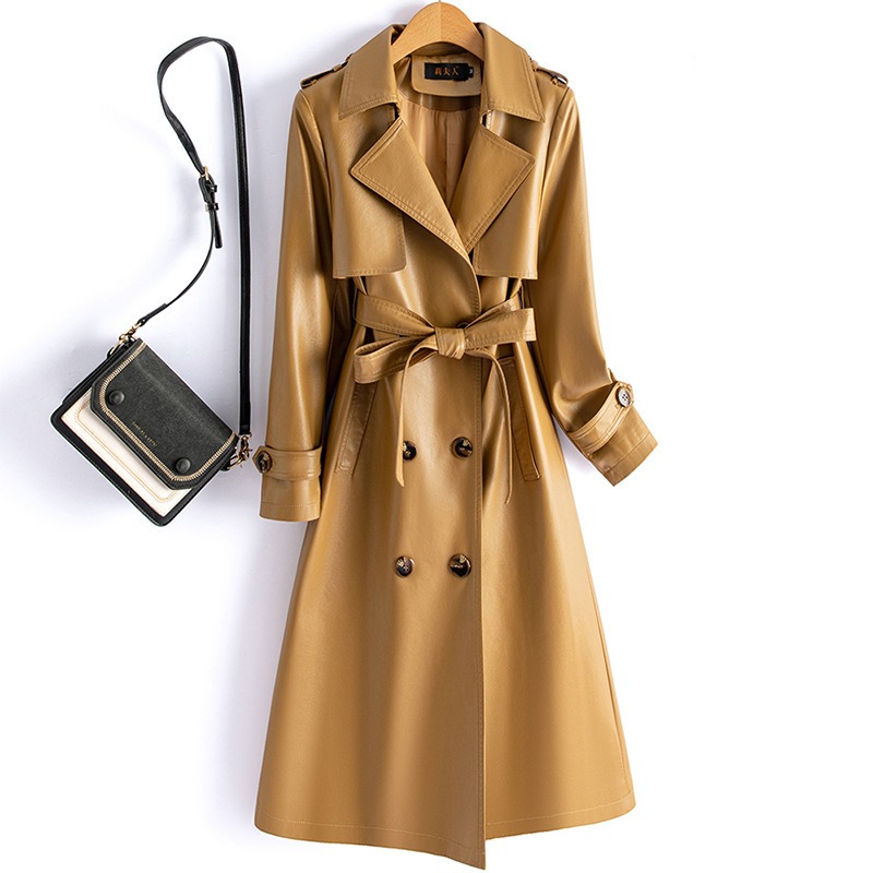 Womens New-style Fashionable Slimming Sheepskin Trench Coat - Image 3