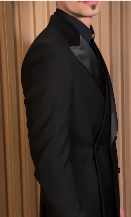 Black Satin Tuxedo Men's Suit Set - Image 2