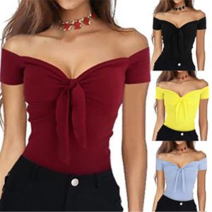 women V collar leisure T-shirt tops