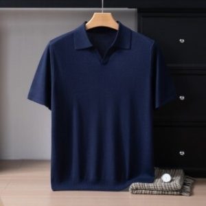 Men’s Velvet Seagull-collar Pullover T-Shirt