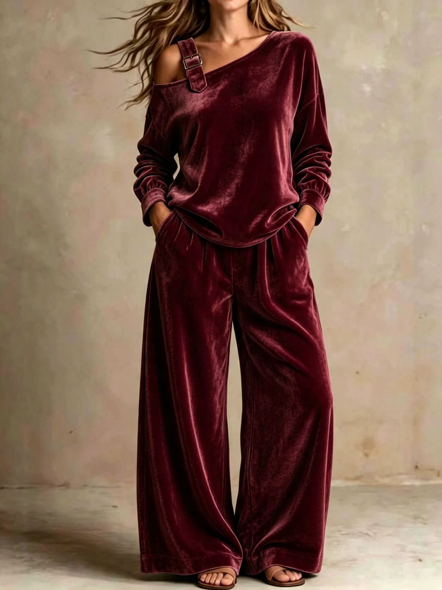 Off-shoulder Women's Velvet cord set - Image 8