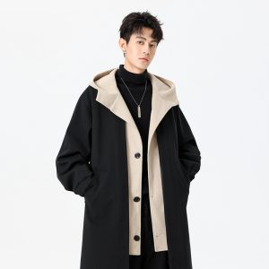 Men’s Mid-length Faux Two-piece Trench Coat