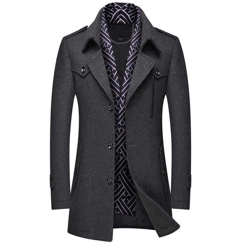 Thickened Men's Wool Woolen Trench Coat - Image 7