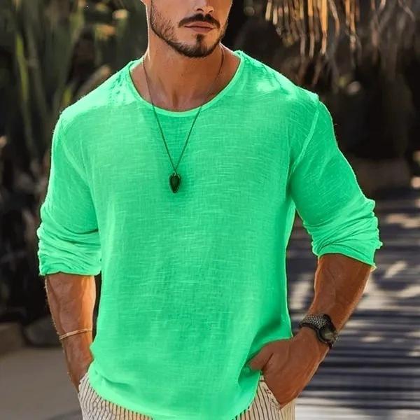Men's Casual Solid Color Breathable T-Shirt - Image 4