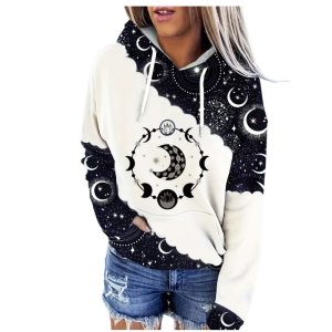 Women Cat Print Hodiee Sweatshirt