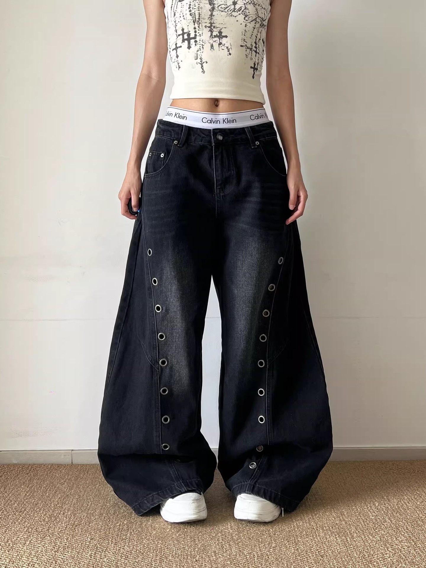 Eyelet Washed Scimitar Jeans - Image 3