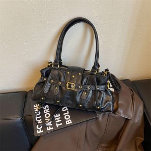 Womens Shoulder Bag With a Metal Buckle