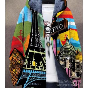 Winter Printed Fleece-lined Thickened Windproof Jacket