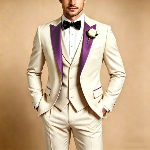 Color-block Suit Mens Three-piece Set