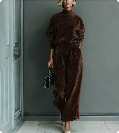 Women's velvet casual dress & Cord set - Image 9