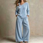 sky blue velvet cord set