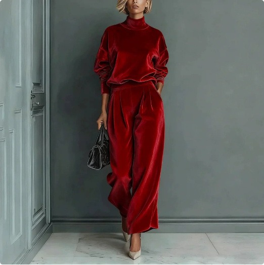 Women's velvet casual dress & Cord set - Image 6