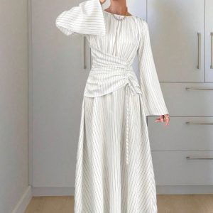 Long-sleeve Crew-neck women party wear dress Dress