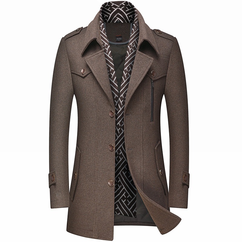 Thickened Men's Wool Woolen Trench Coat - Image 3