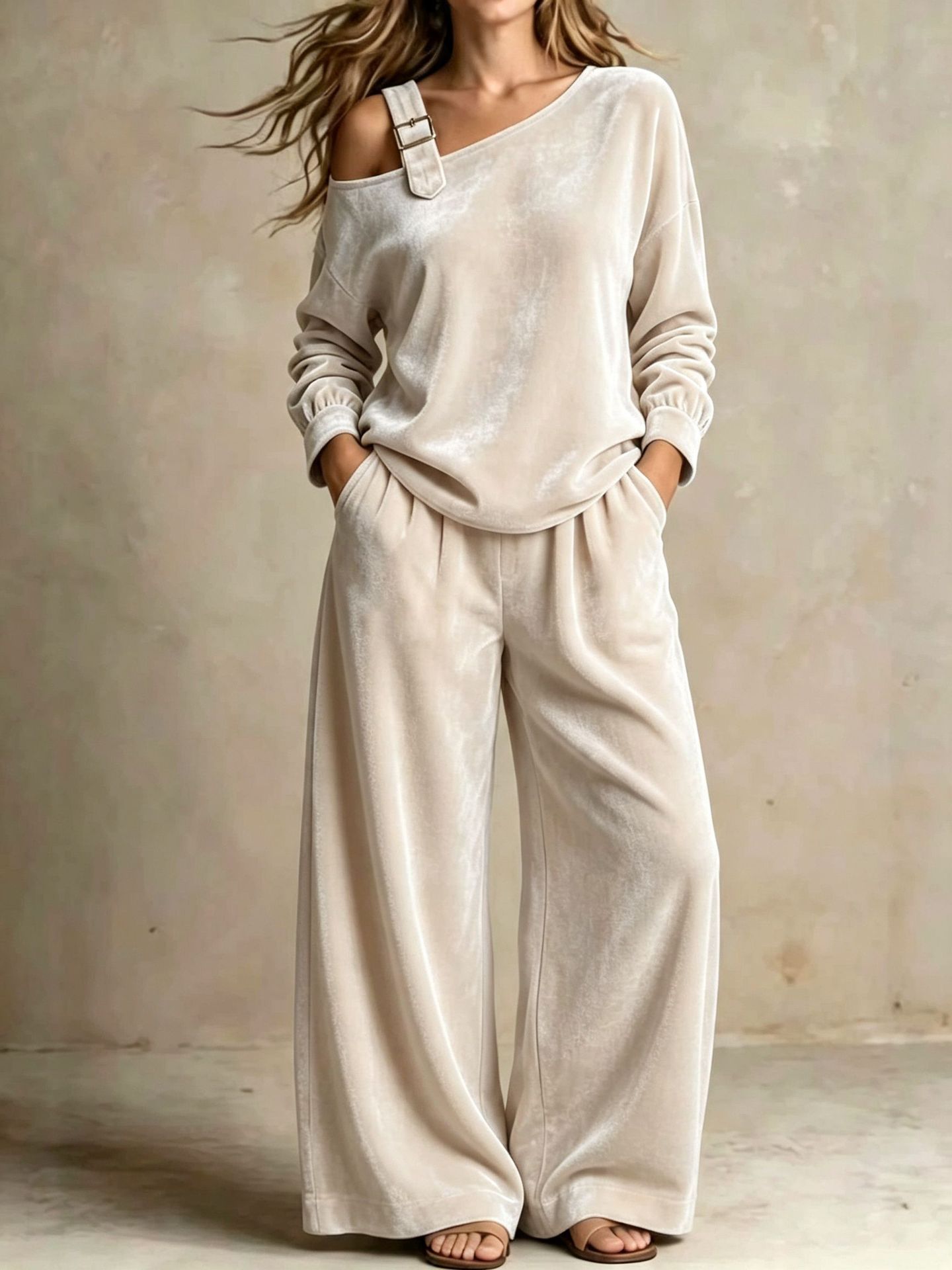 Off-shoulder Women's Velvet cord set - Image 6