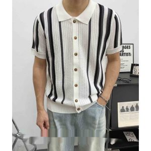 Lapel-neck Striped Men’s T-shirt