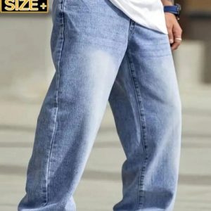Men Relaxed Fit Loose Denim Pants