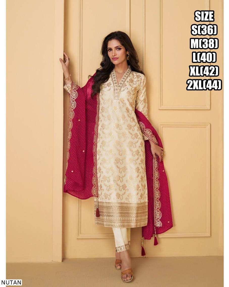 jacquard silk suit