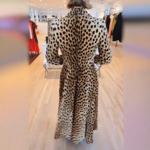 Leopard-print Long Trench Coat For Women