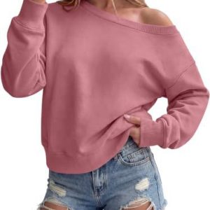 women Solid-color Loose-fit Casual Hoodie