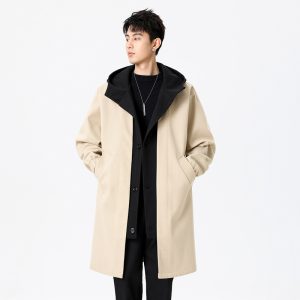 Men’s Mid-length Faux Two-piece Trench Coat