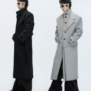 Short-pile Faux Two-piece Wool Coat