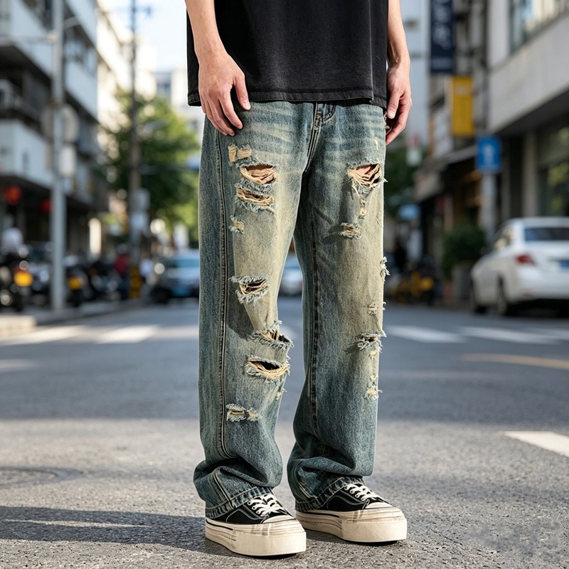 roughed jeans