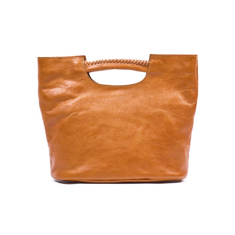 Retro-style Leather Bucket Bag For Women