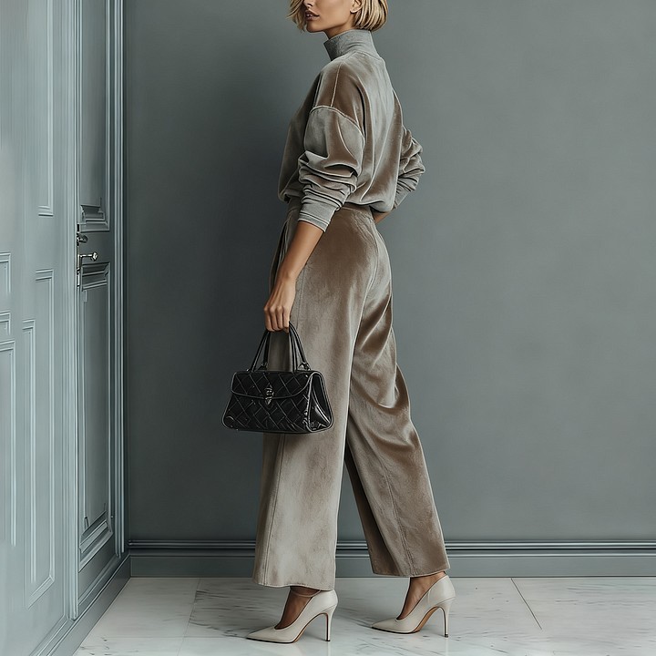 Women's velvet casual dress & Cord set - Image 2