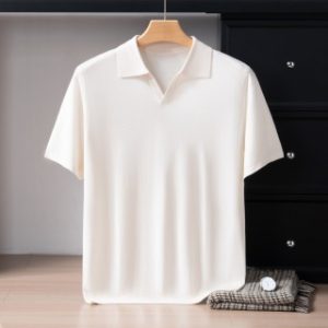 Men’s Velvet Seagull-collar Pullover T-Shirt