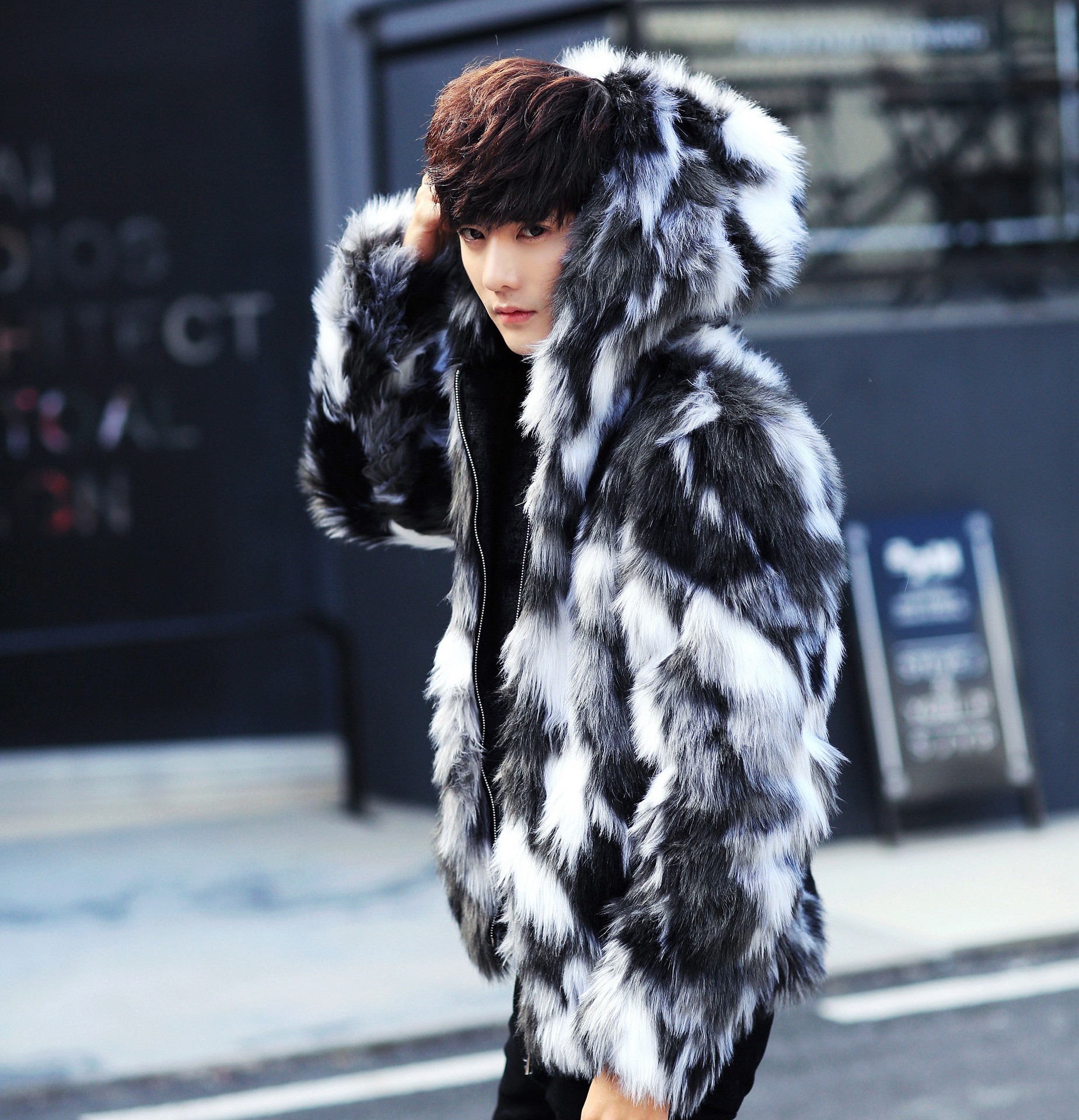 Men's Faux Leather Warm Coat - Image 2