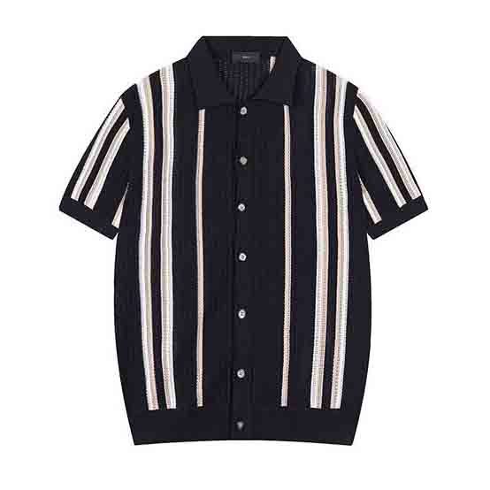 Lapel-neck Striped Men's T-shirt - Image 5