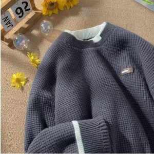 Cotton Knitwear Bottoming Sweater for Men