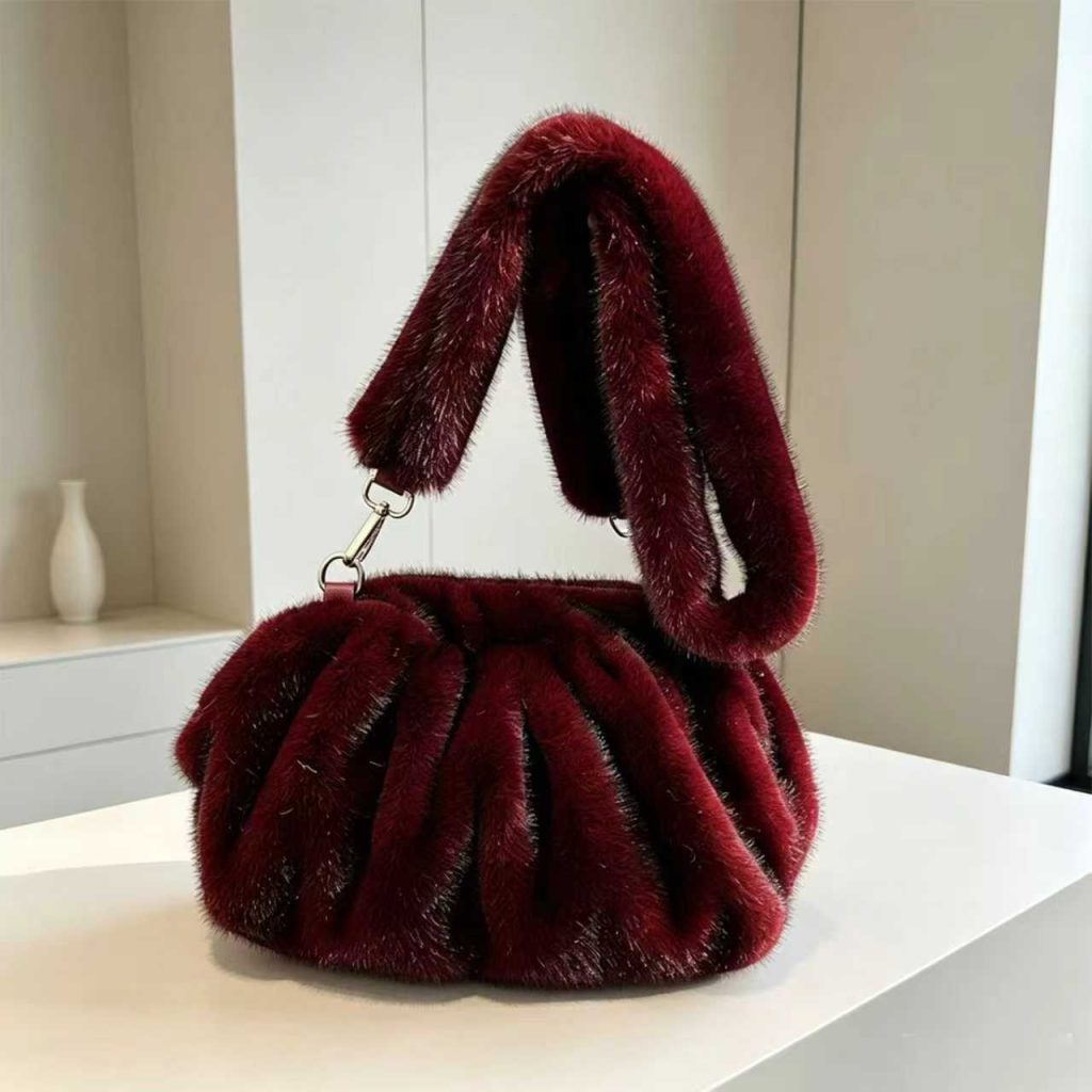 maroon velvet crossbody bag