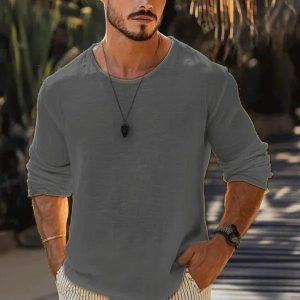 Men’s Casual Solid Color Breathable T-Shirt