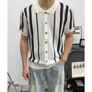 Lapel-neck Striped Men’s T-shirt