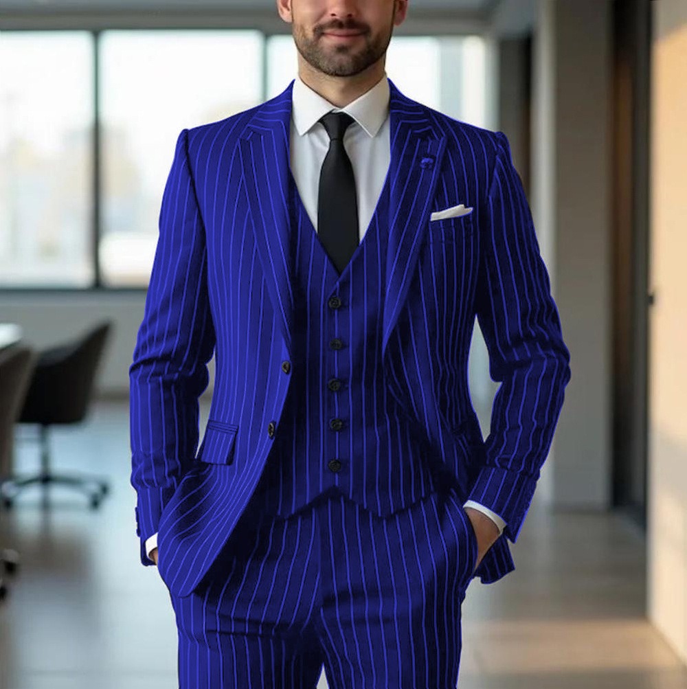 Black Vertical-Stripe Mens Formal Suit - Image 10