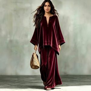 Wide-leg Pants Bohemian Two-piece Set