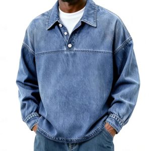 Men’s Solid-Color Casual Long-Sleeve Top