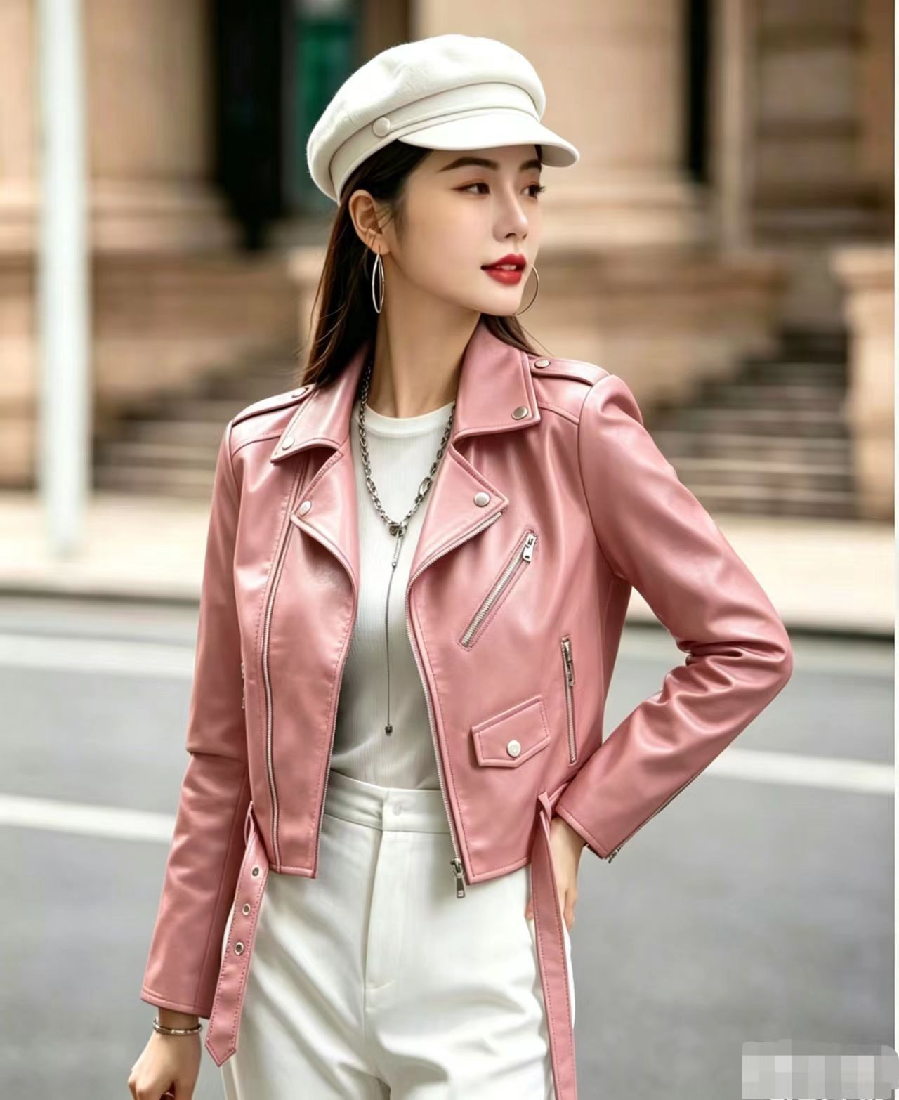 Women's Leather Jacket Coat - Image 7