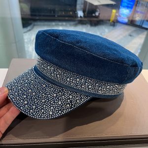 Women Denim Flat Top Baseball Cap