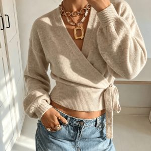 Women’s Irregular Solid-Color Knitted winter wear Top