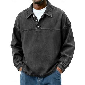 Men’s Solid-Color Casual Long-Sleeve Top